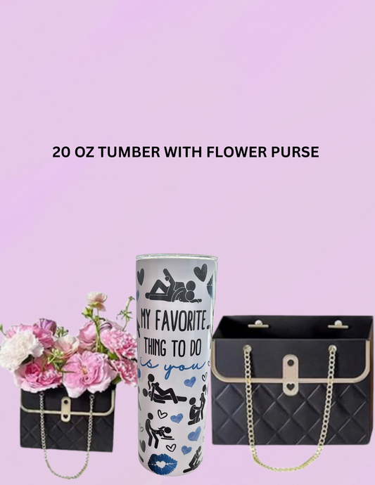 20 OZ TUMBLER WITH FLOWER HANDBAG